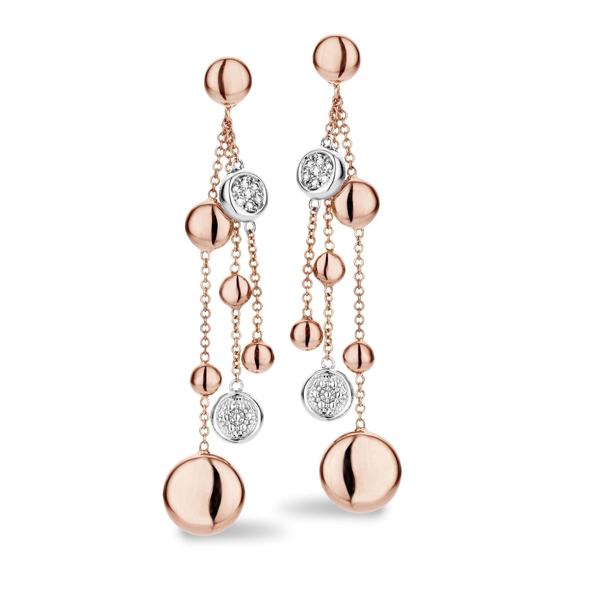 18k pink gold diamond earrings