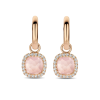 18K gold quartz hoop earrings surrounded by diamonds