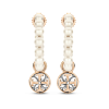 Sterling silver earring with pink gold accents, adorned with multiple pearls showcasing the iconic logo.