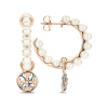 Side view of sterling silver earring showing rose gold accents and pearl arrangement along the curve.